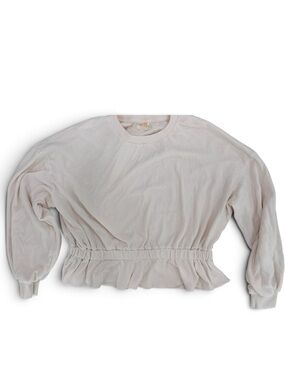 Nation LTD Ivory 100% Cotton French Terry Peplum Sweatshirt Medium Made in USA